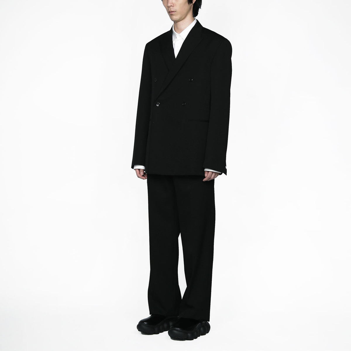 Peaked Lapel Double Jacket / black