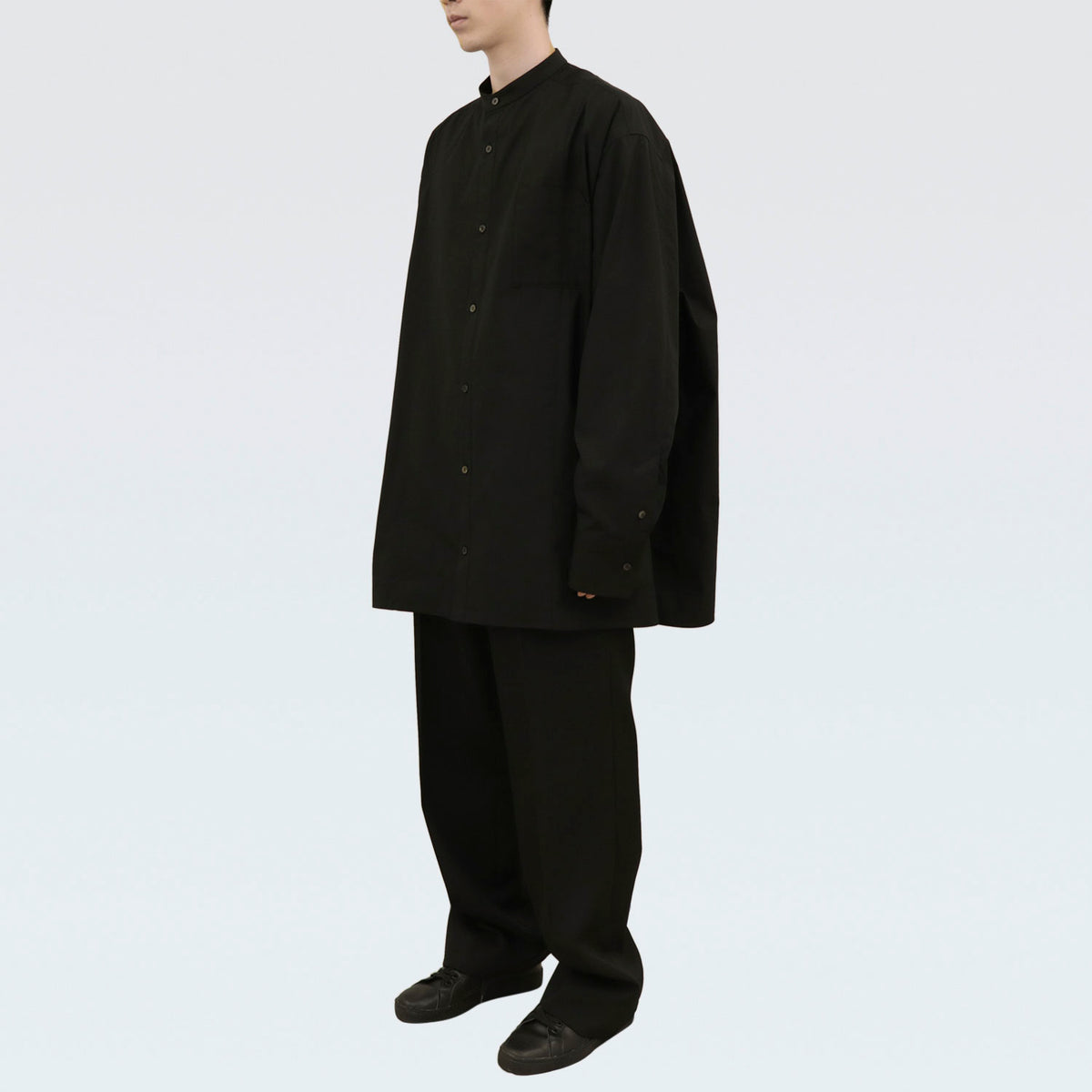 Oversized Band collar Shirt / black – th products