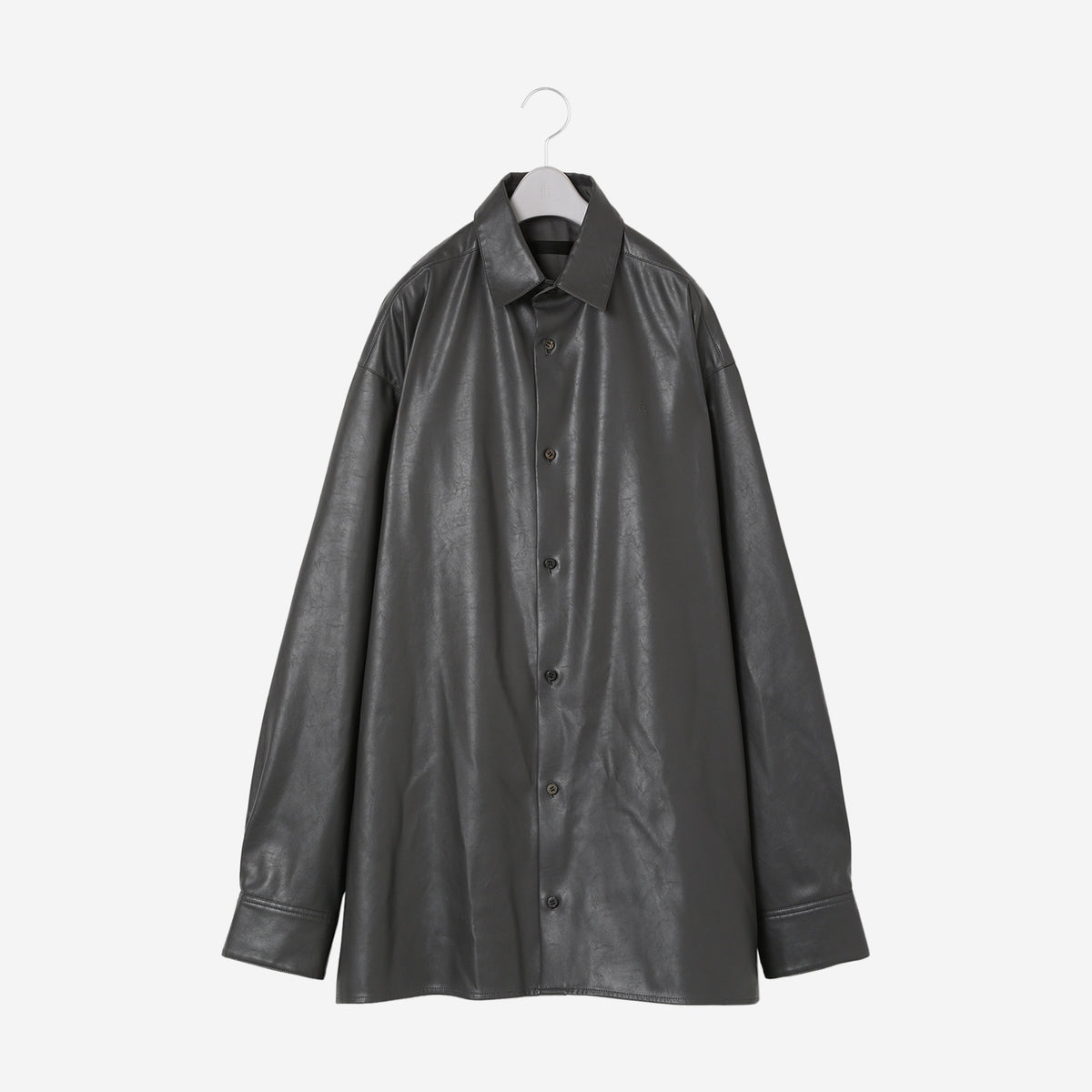 Synthetic Leather Oversized Shirt / gray – th products