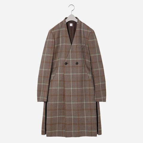 Collar Less Hidden Pocket Coat / check