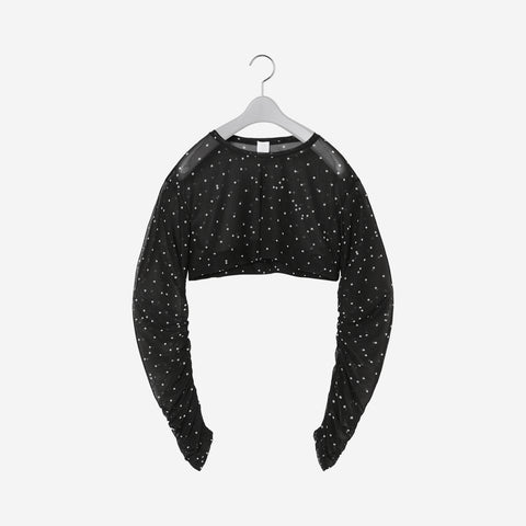 Cropped Print Top / black