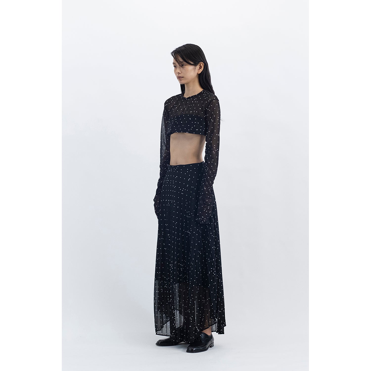 Printed Pleated Skirt / black