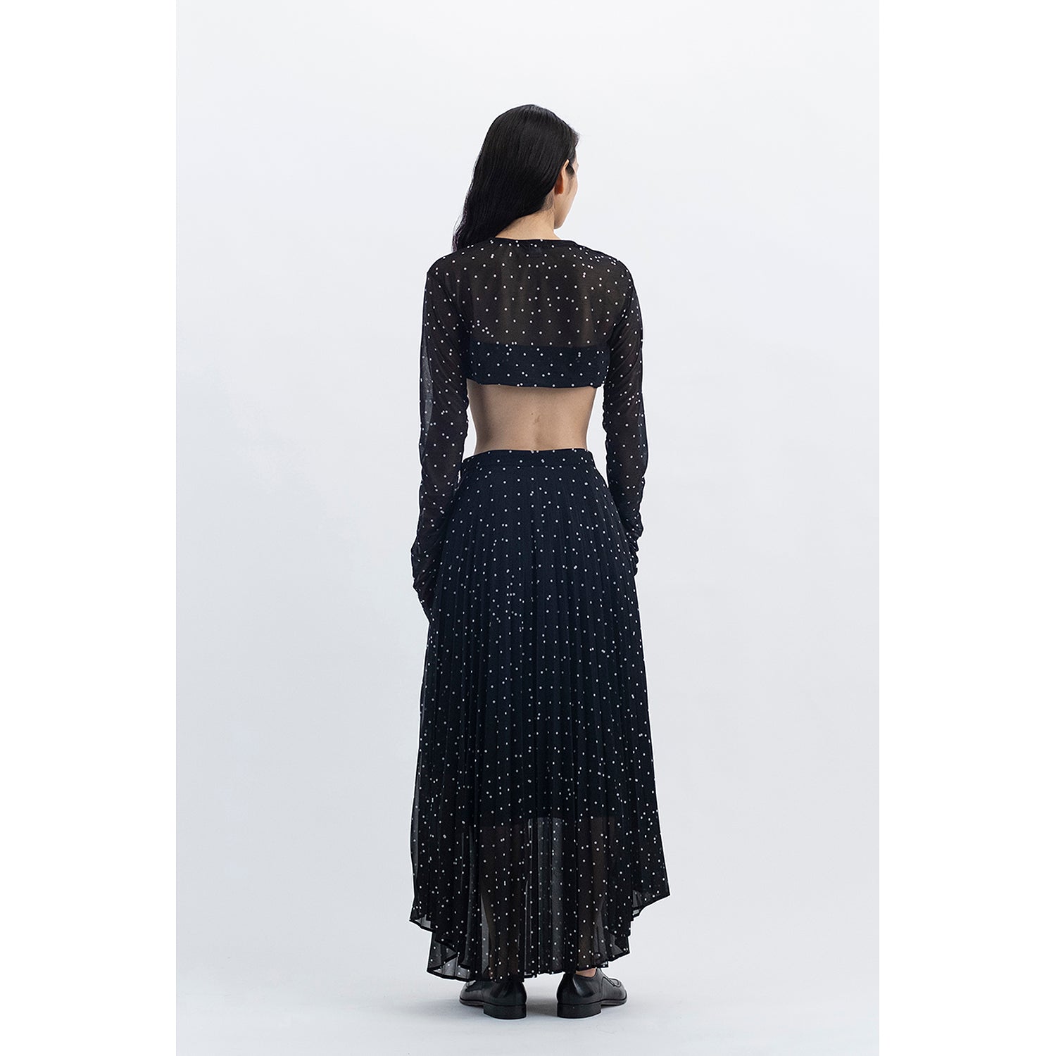 Printed Pleated Skirt / black