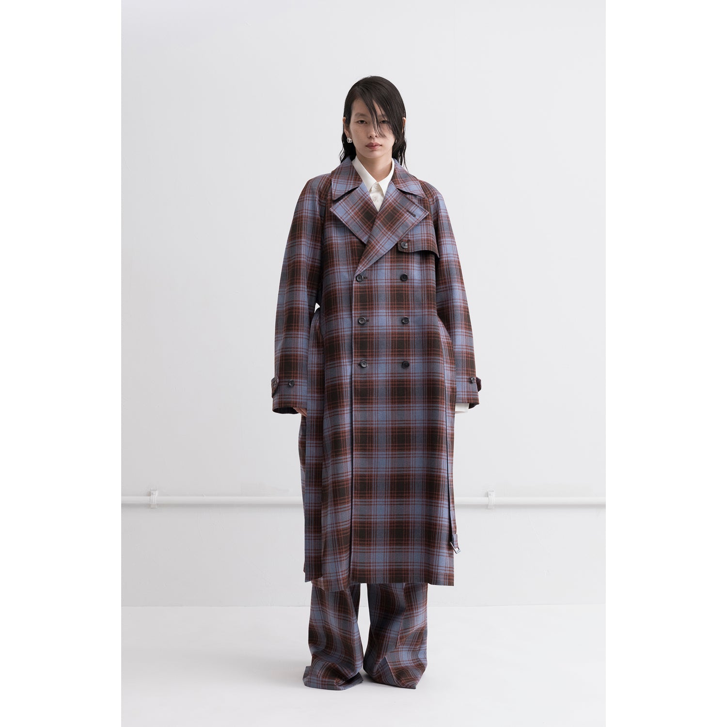 Wide Trench Coat / check