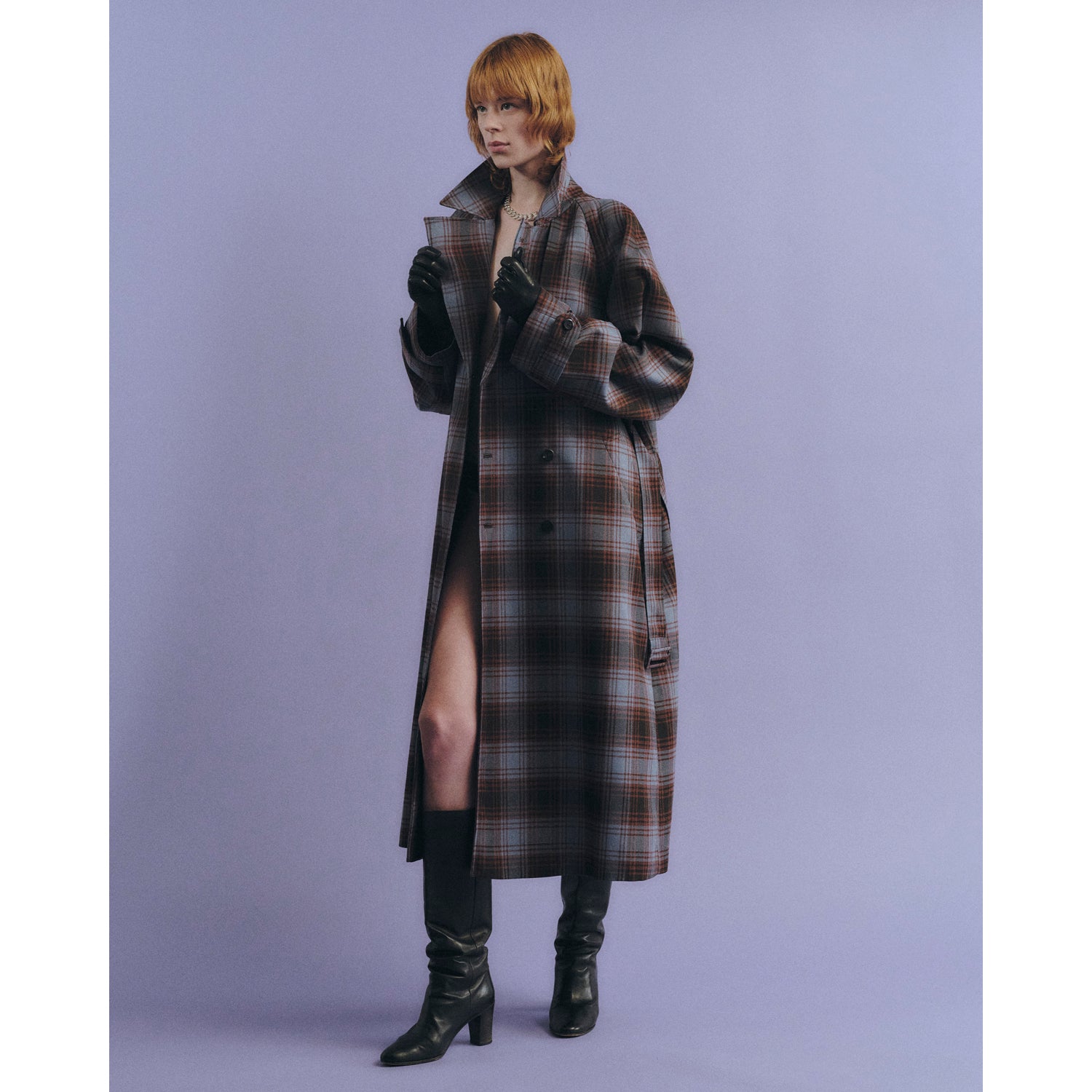 Wide Trench Coat / check