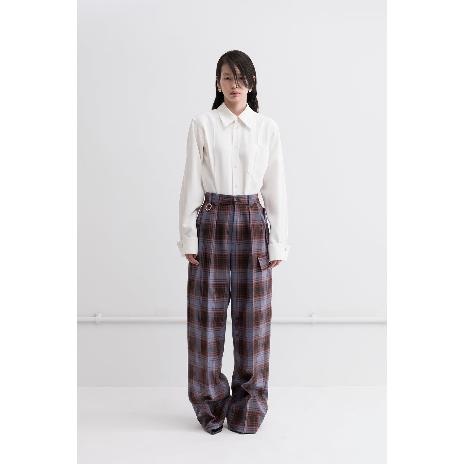 Wide Cargo Pants / check