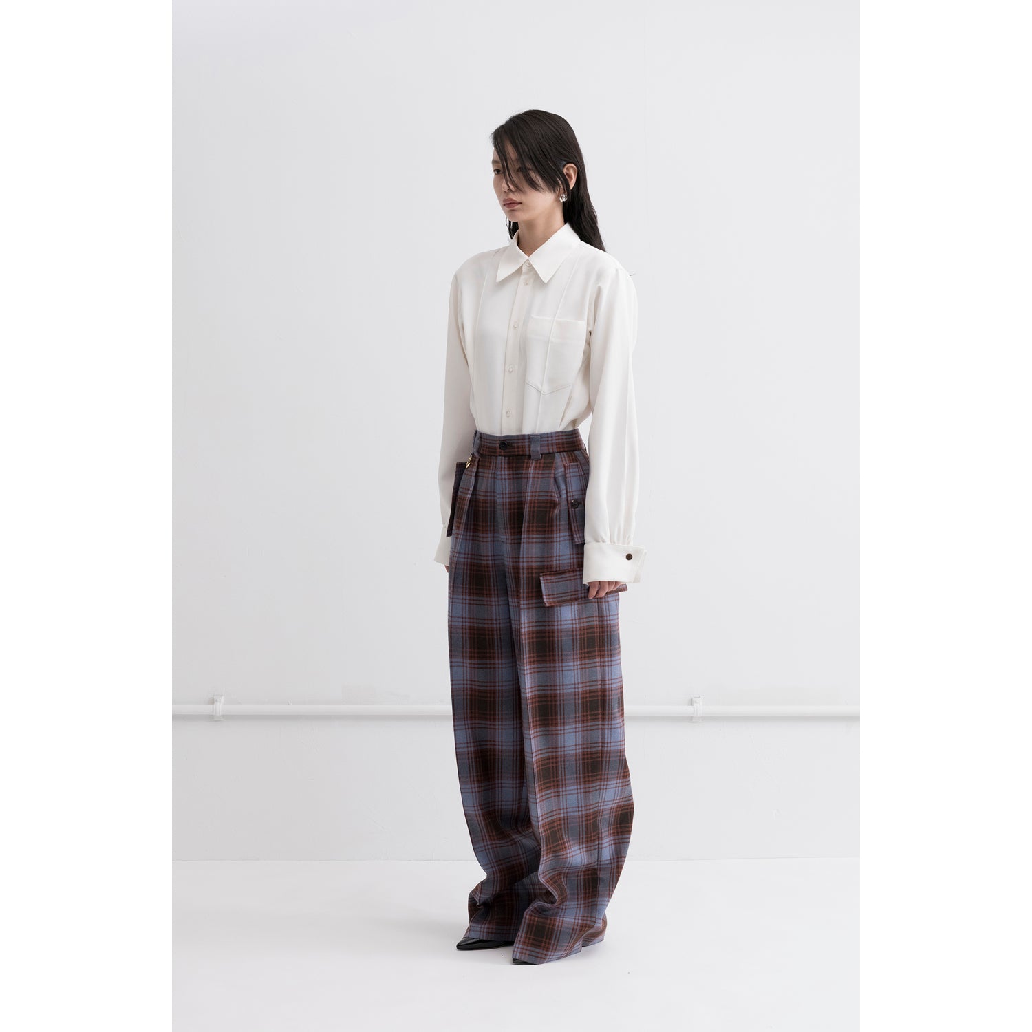 Wide Cargo Pants / check