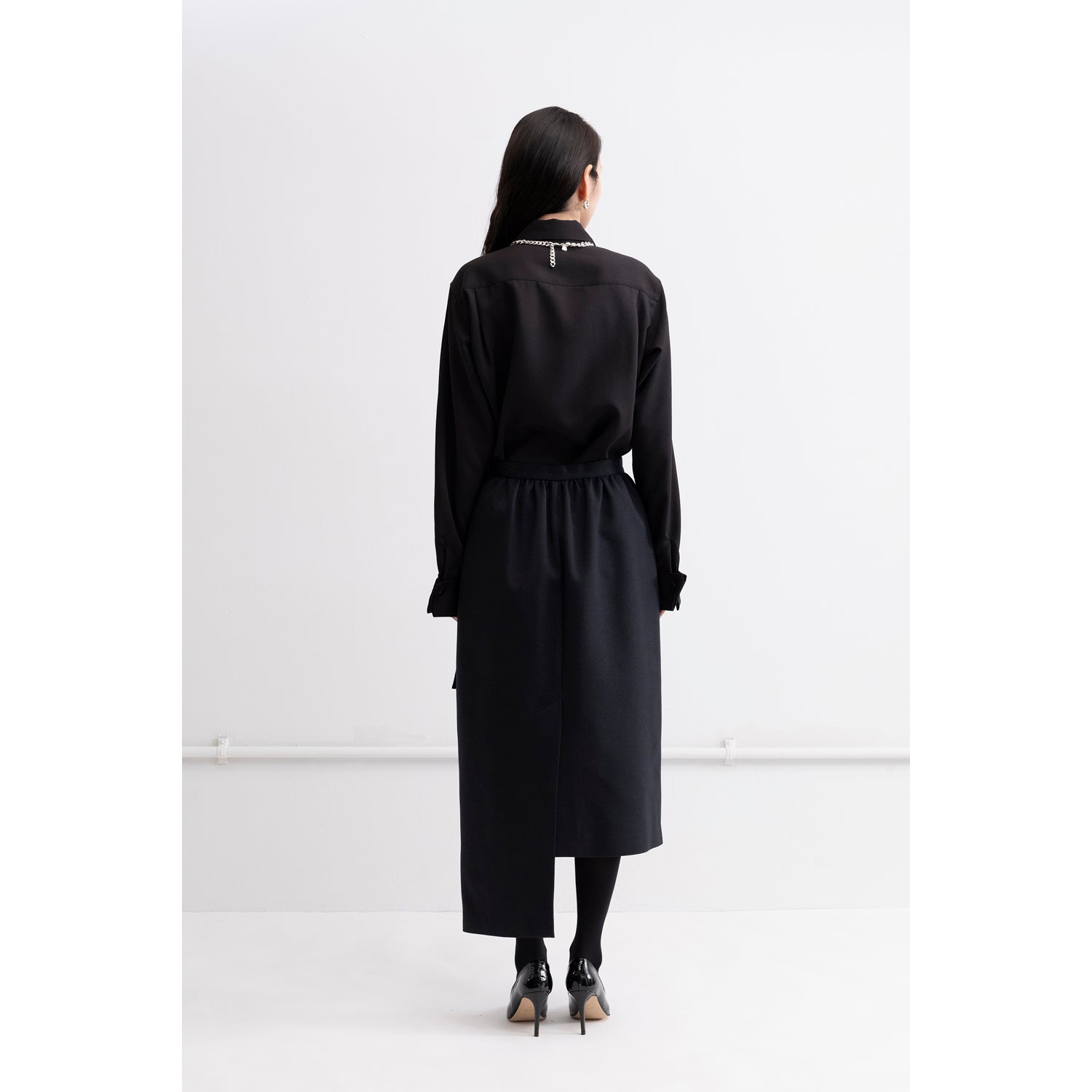 Block Paneled Skirt / dark navy