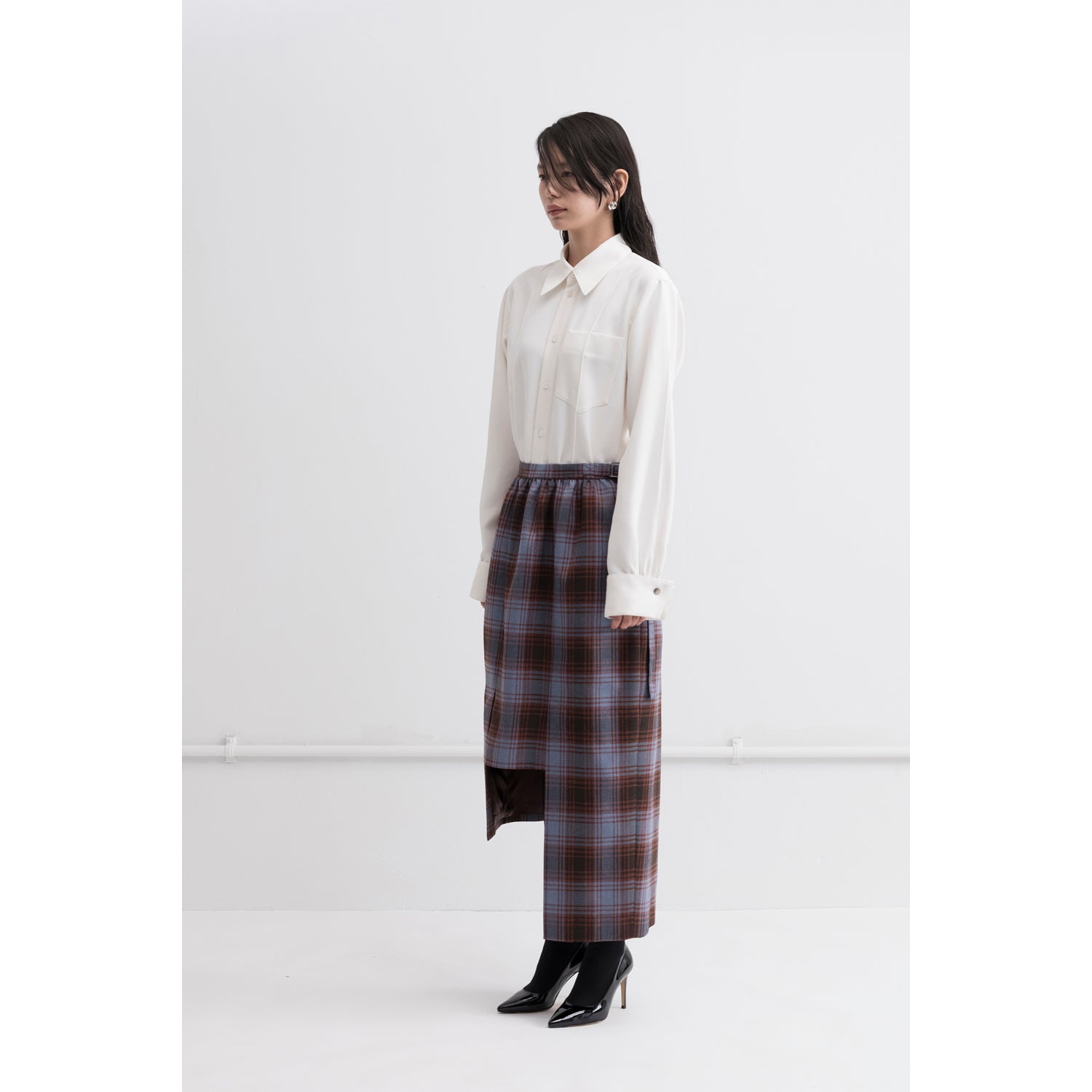 Block Paneled Skirt / check