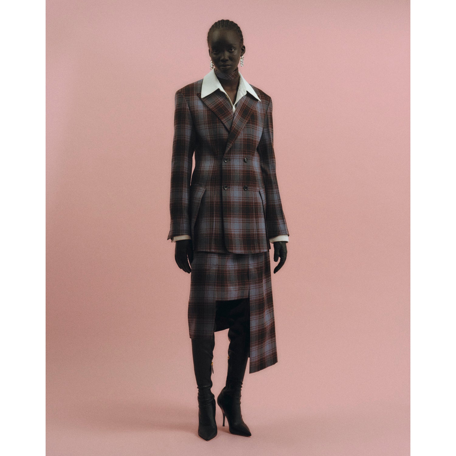 Block Paneled Skirt / check