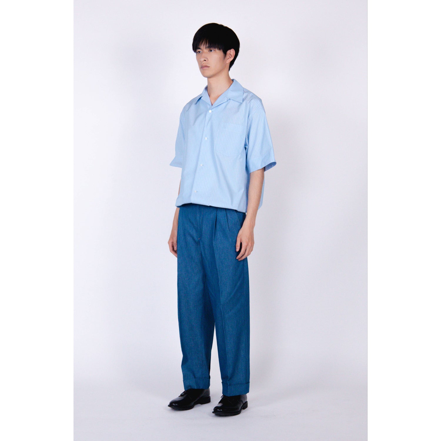 トップス 24SS / SANSANGEAR BLF SHIRTS (STRIPE) Open Collar Shirt (MID) / sax stripe – th products