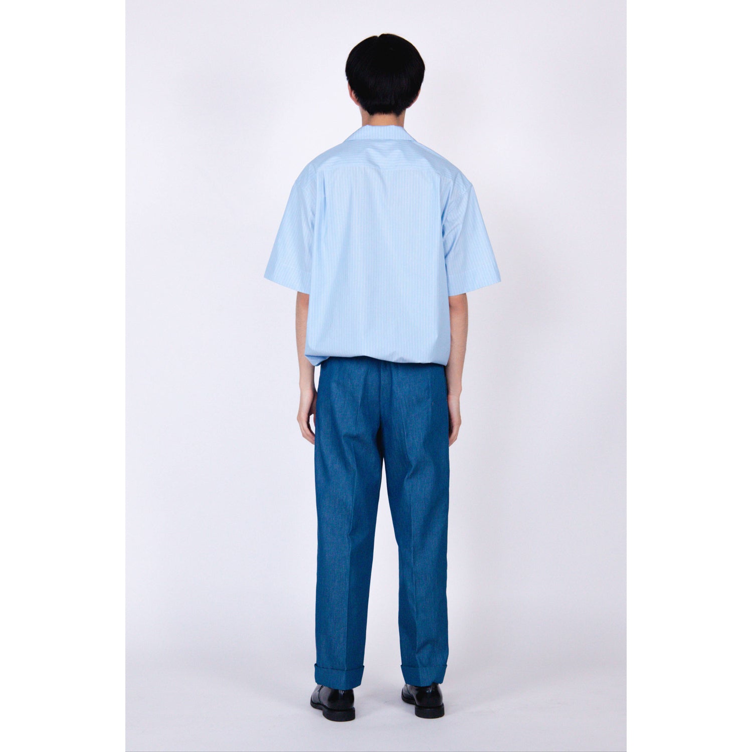 Open Collar Shirt (MID) / sax stripe – th products