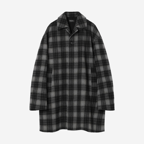 Bonding Stand Fall Collar Coat / gray check