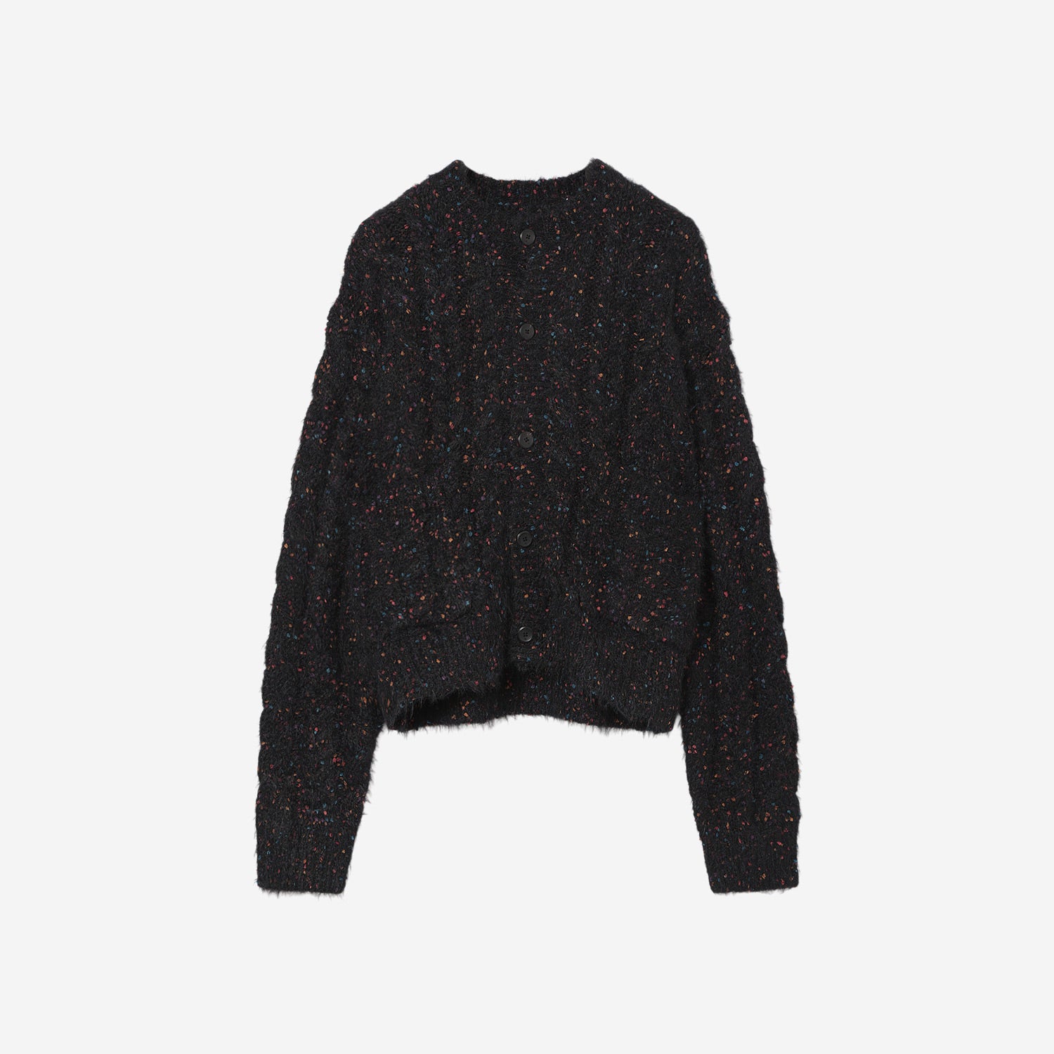 Color Nep Mole Knit Cardigan / black