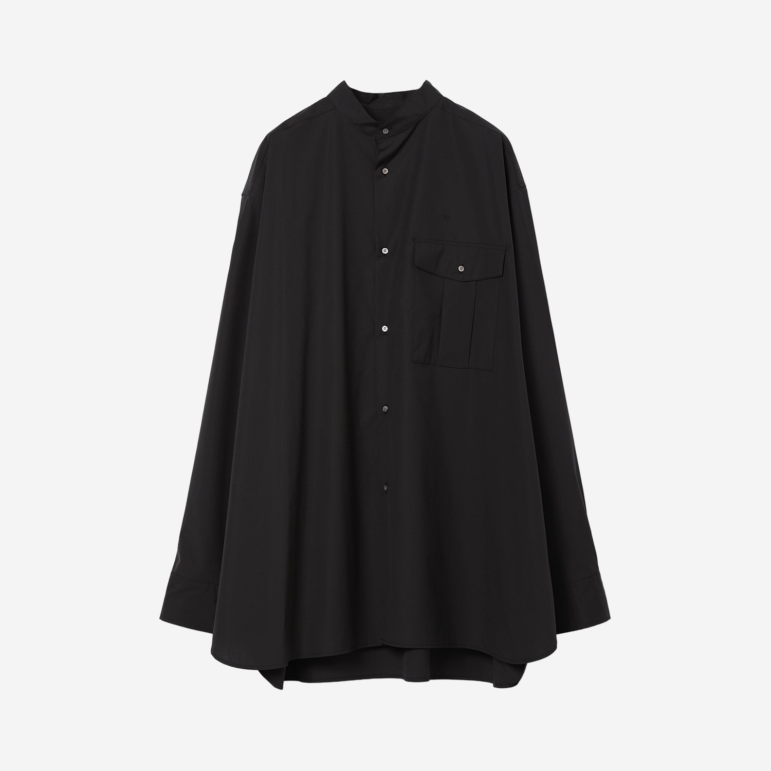 Stand Collar Big Shirt / black