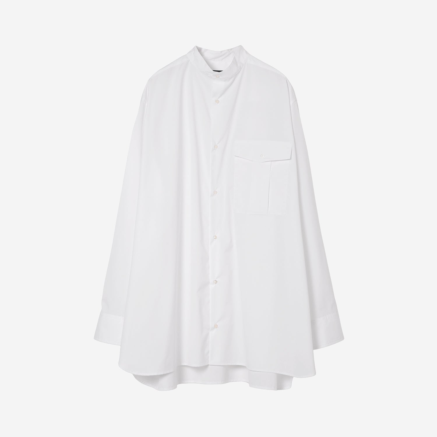 Stand Collar Big Shirt / white