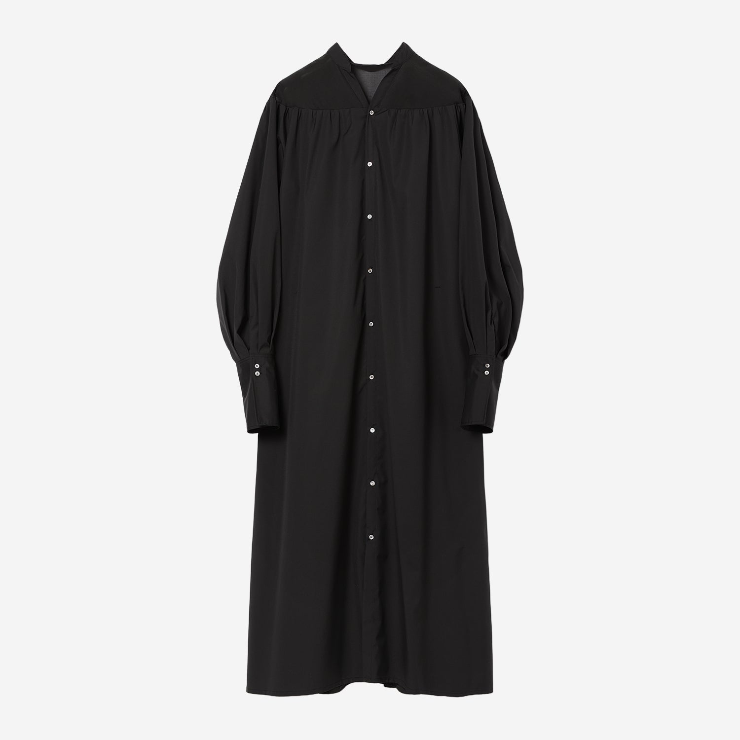 Sheer Mix V Neck Shirt Dress / black