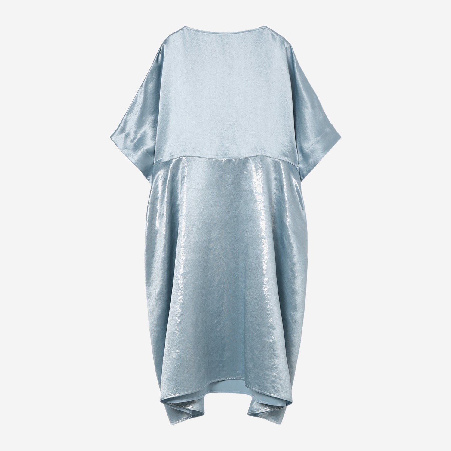 Drape Volume Dress / blue × print