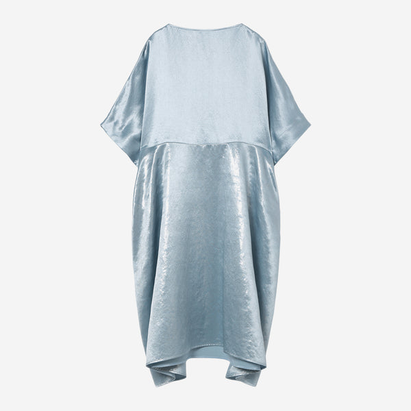 Drape Volume Dress / blue × print