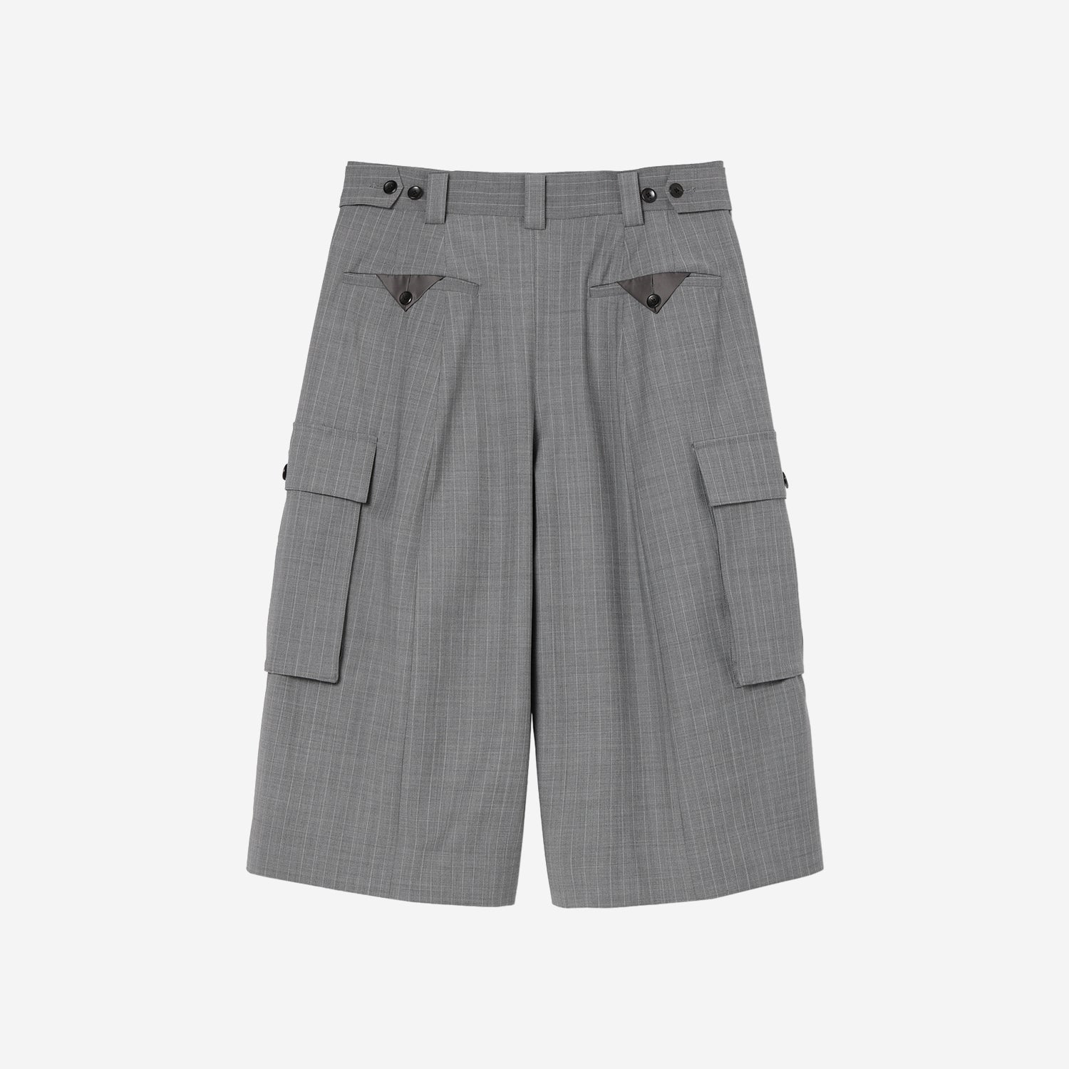 Wide Cargo Shorts / gray stripe – th products