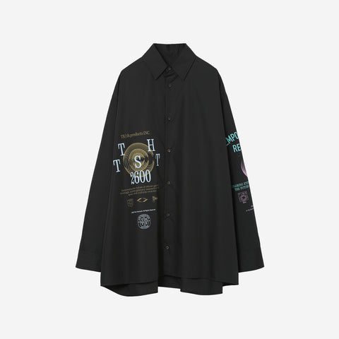 Graphic Print Oversized Shirt / black