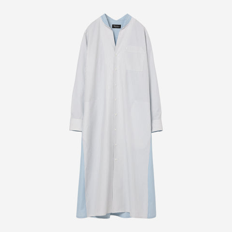 V Neck Shirt Dress / mix stripe