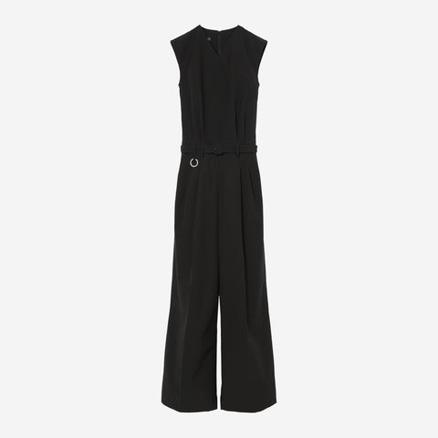 Belted Sleeveless Jumpsuit / black