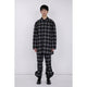 Bonding Stand Fall Collar Coat / gray check