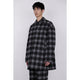 Bonding Stand Fall Collar Coat / gray check