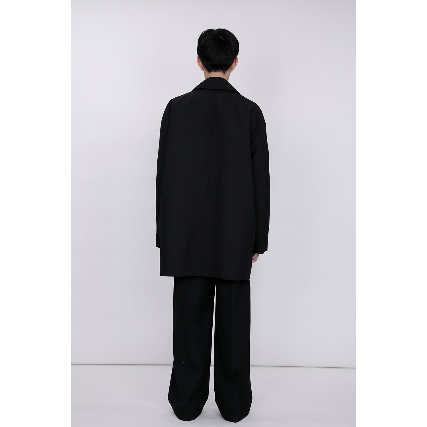 Bonding Stand Fall Collar Coat / black – th products