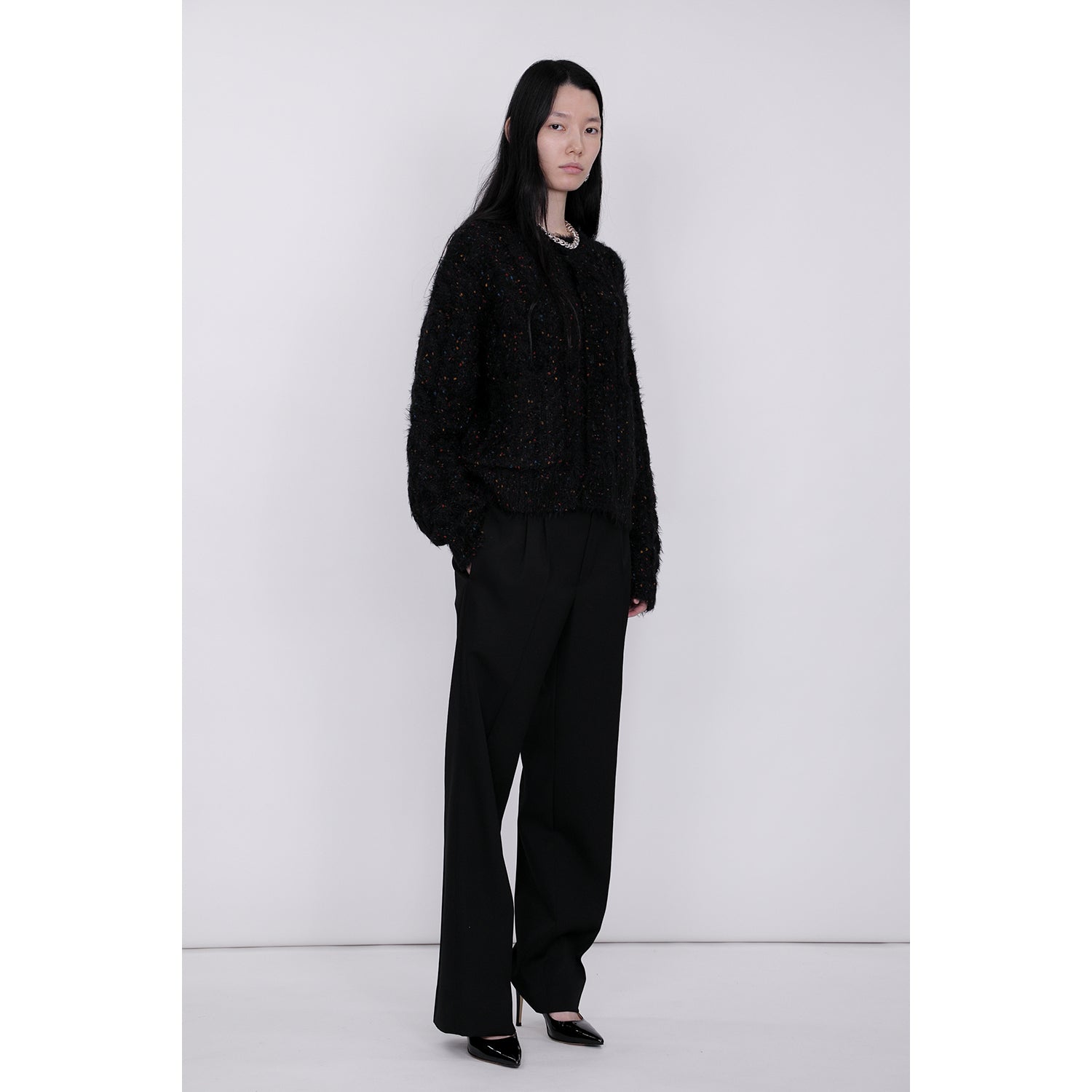 Color Nep Mole Knit Cardigan / black – th products