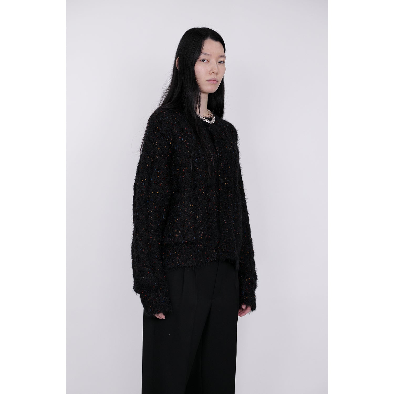 Color Nep Mole Knit Cardigan / black – th products