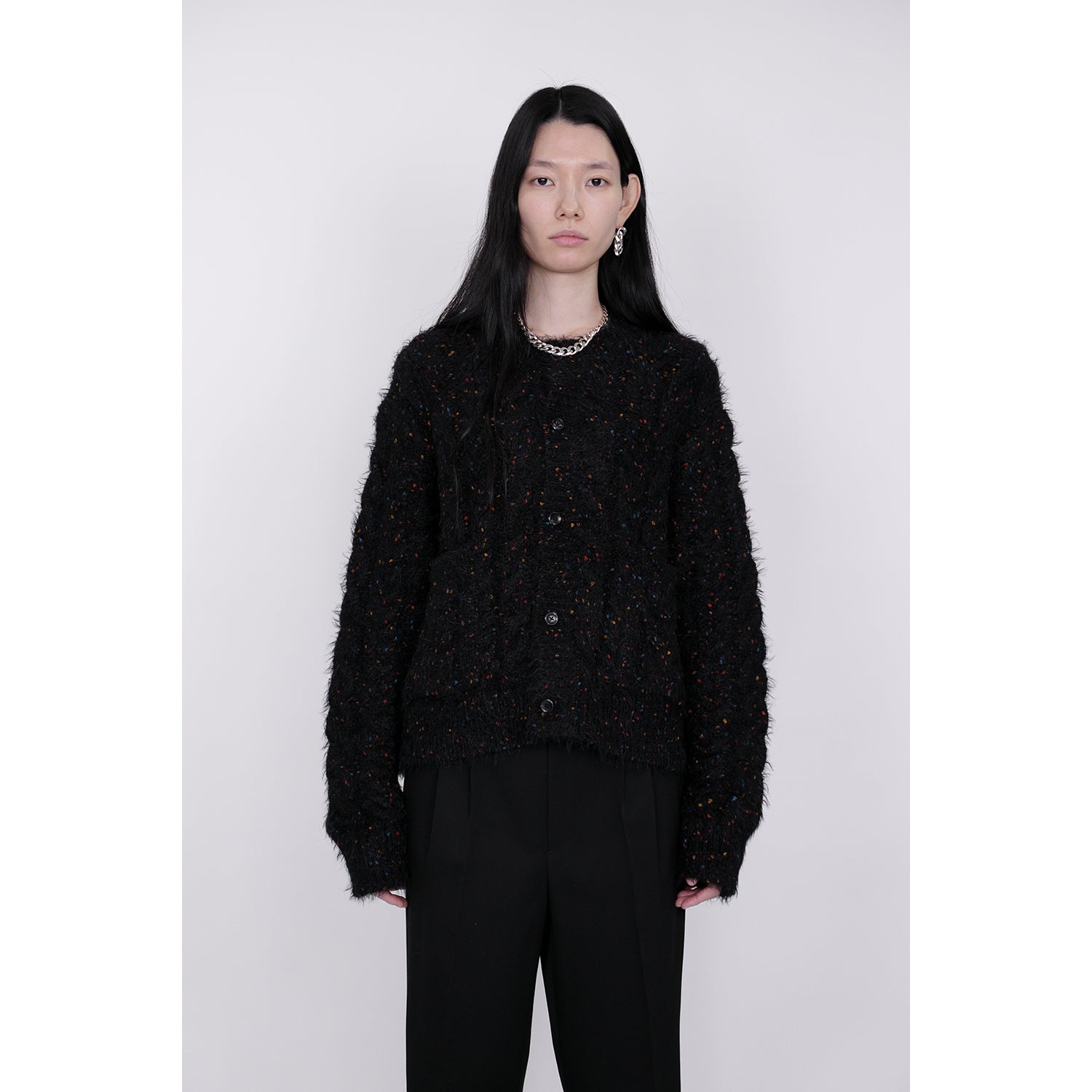 Color Nep Mole Knit Cardigan / black – th products
