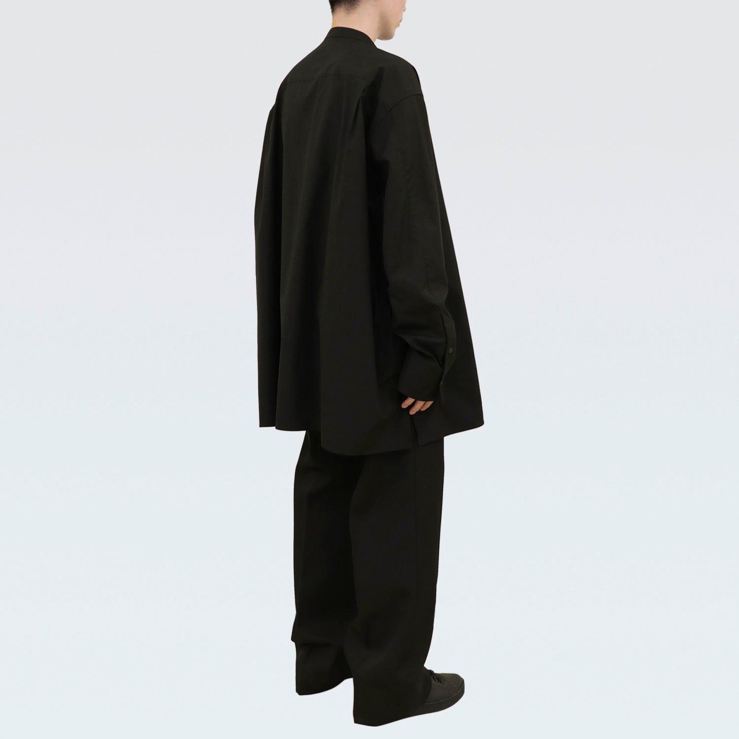 Oversized Band collar Shirt / black – th products