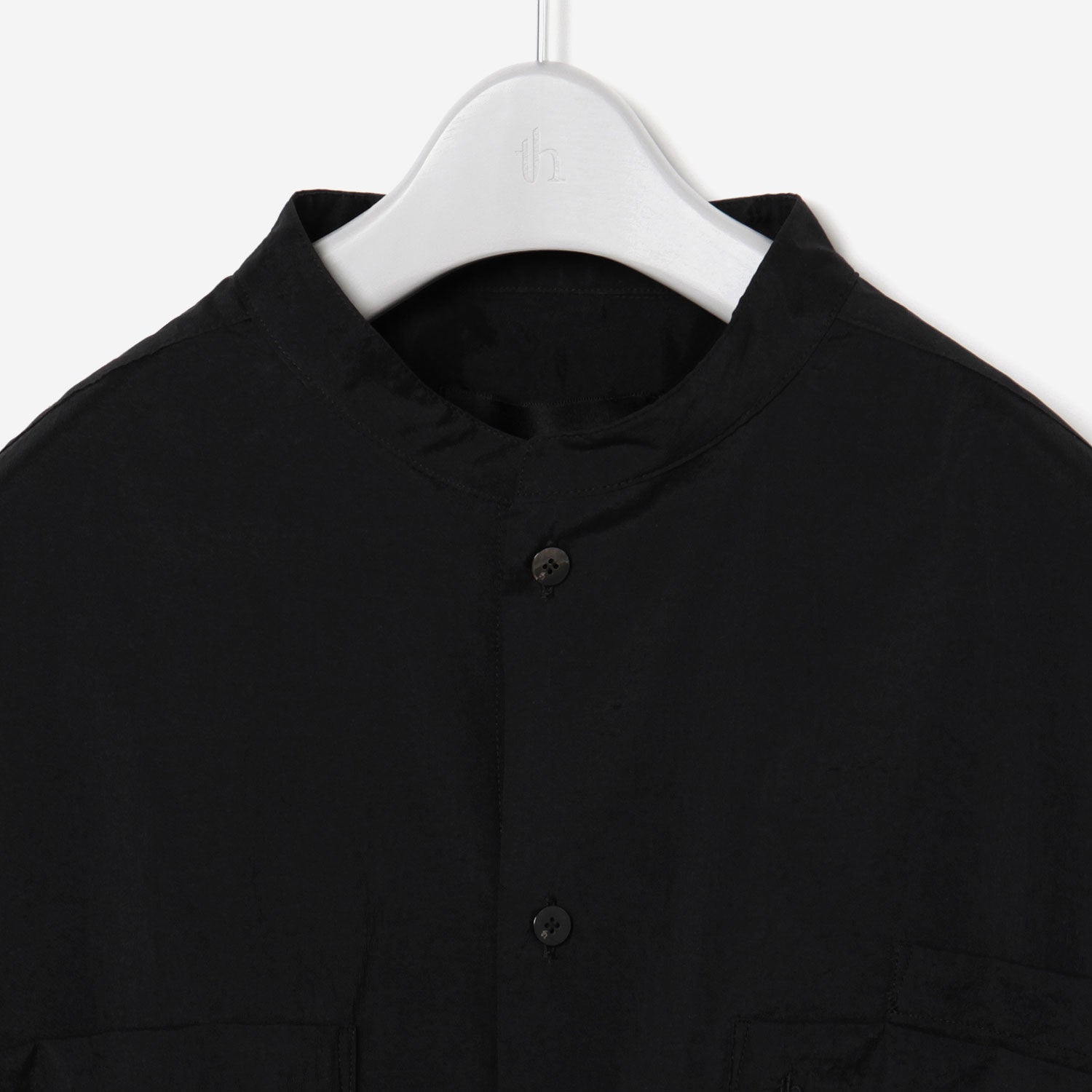 Band Collar Big Shirt / black