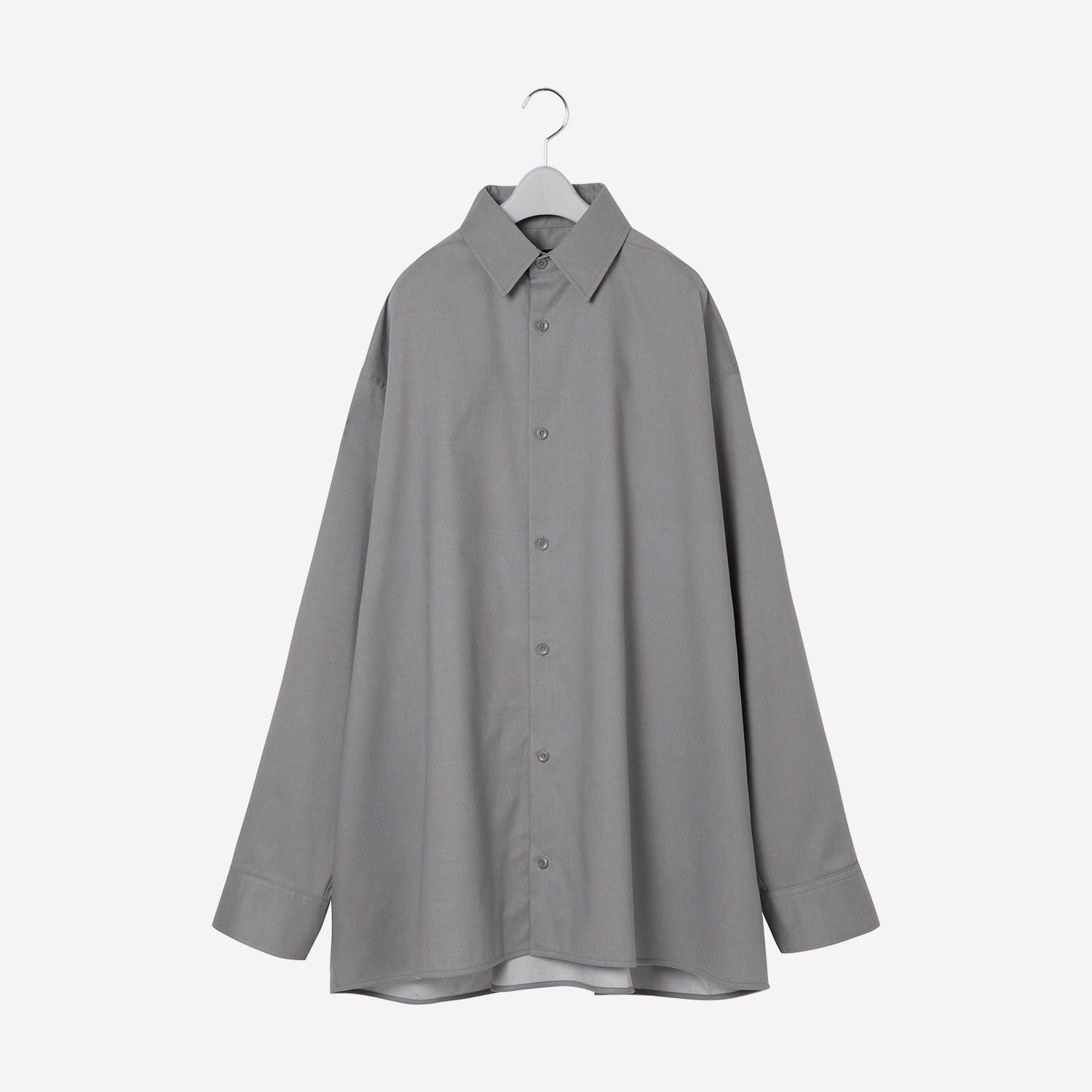 Technical Wool Oversized Shirt / gray