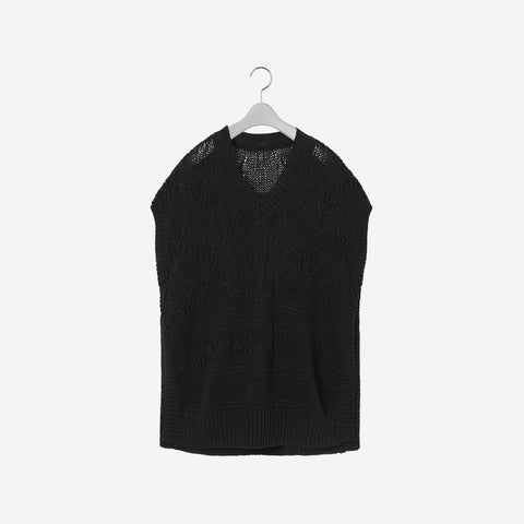 Linen fisherman Vest / black