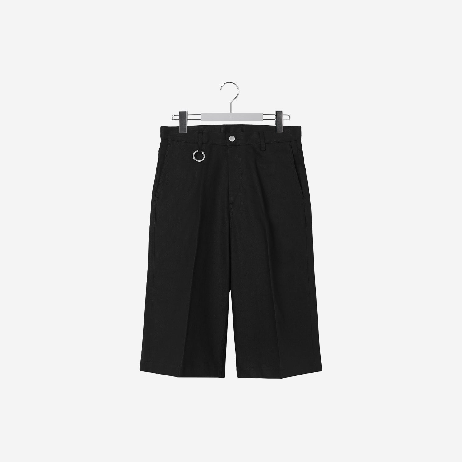 Wide Straight Denim Short Pants / black
