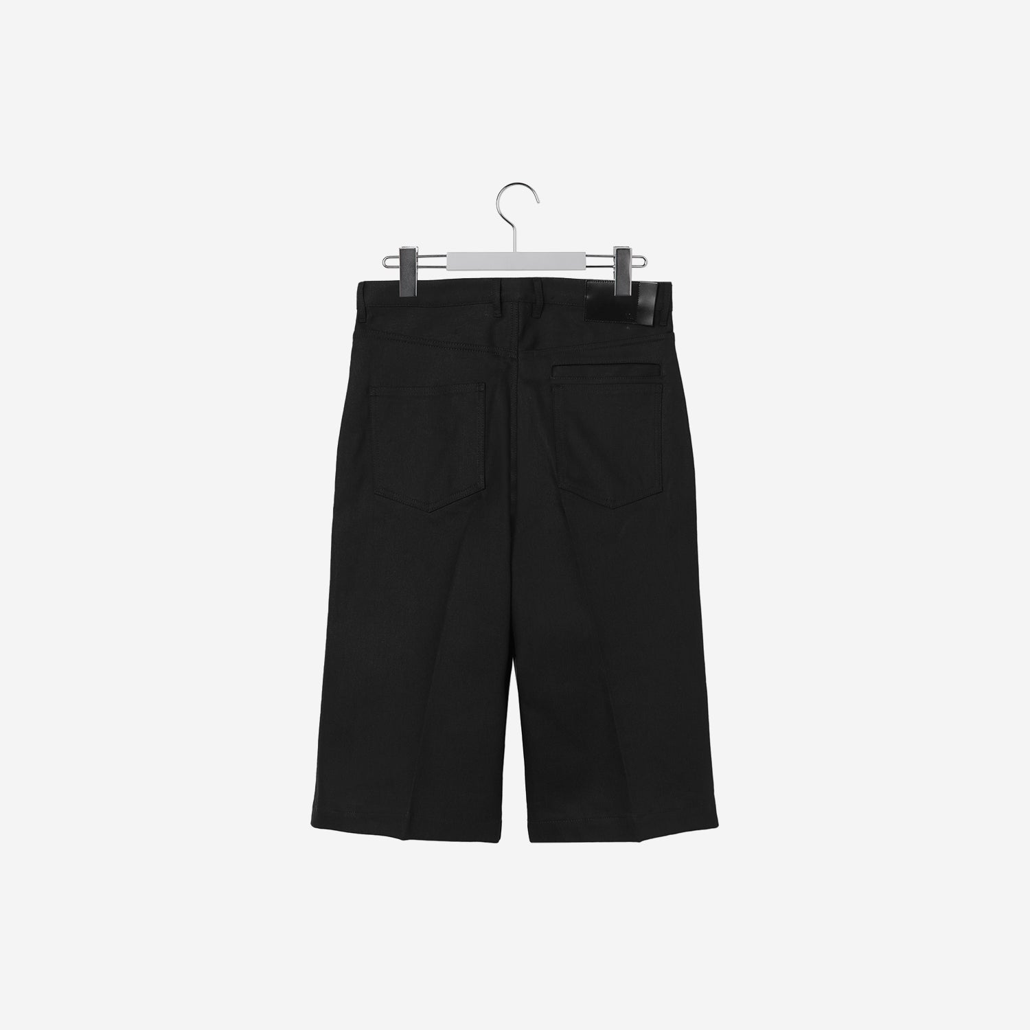 Wide Straight Denim Short Pants / black