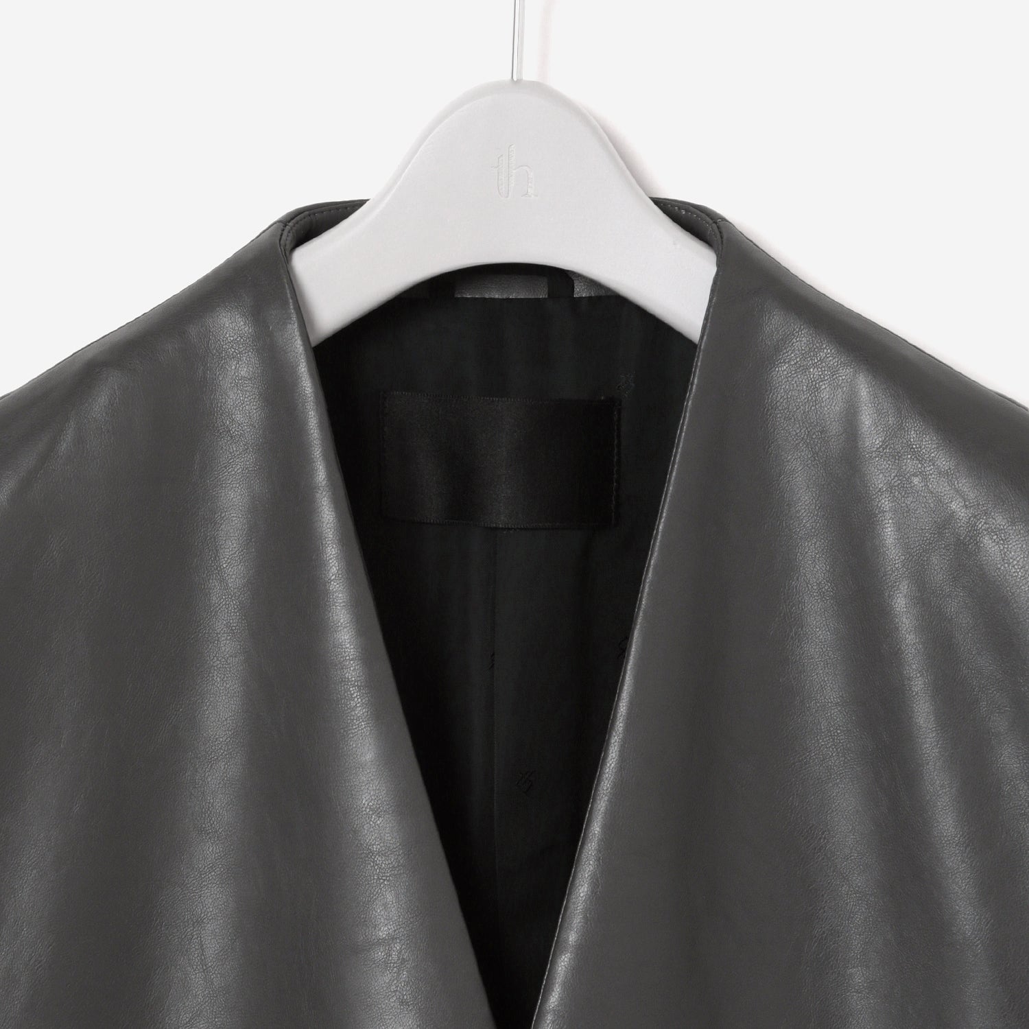 Synthetic Leather Sleeveless Coat / gray