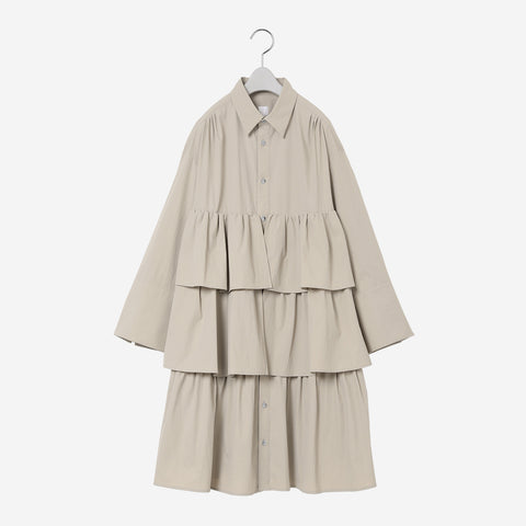 Ruffle Volumed Dress / beige