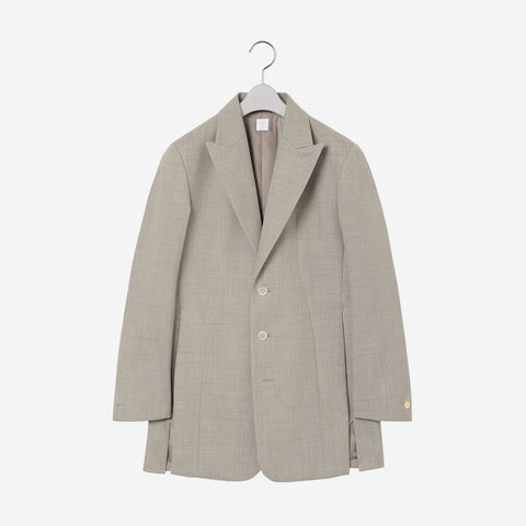 Collar Less Hidden Pocket Jacket / beige