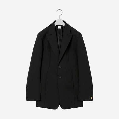 Collar Less Hidden Pocket Jacket / black
