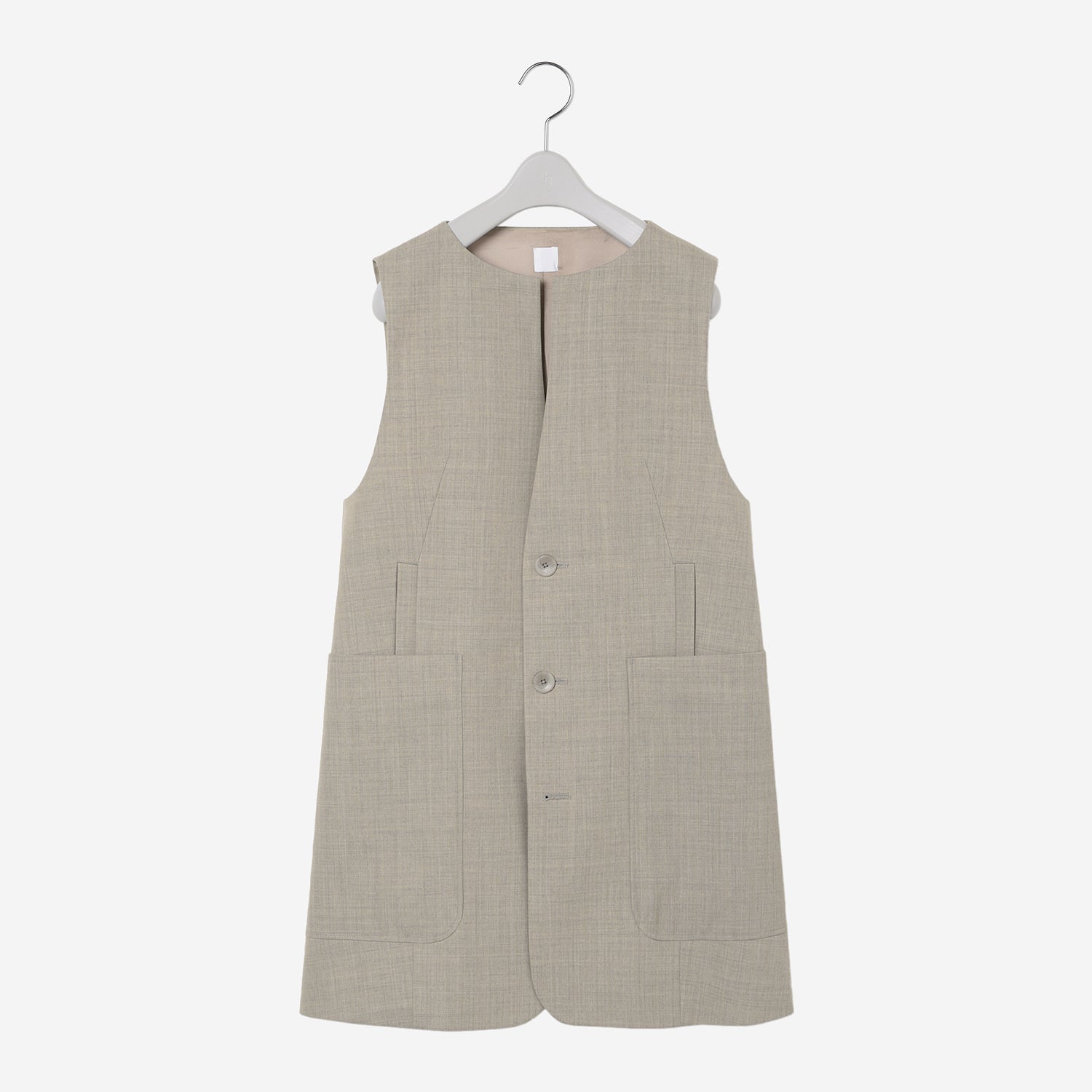 Collar Less Vest / beige