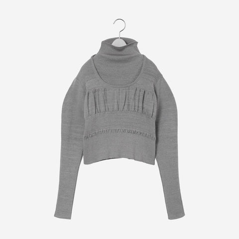Layered Neck Top / gray