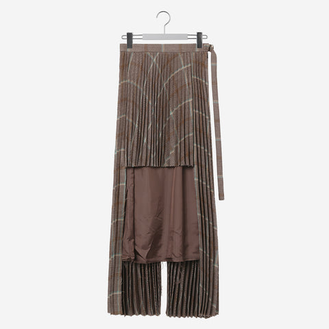 Cutout Pleats Skirt / check