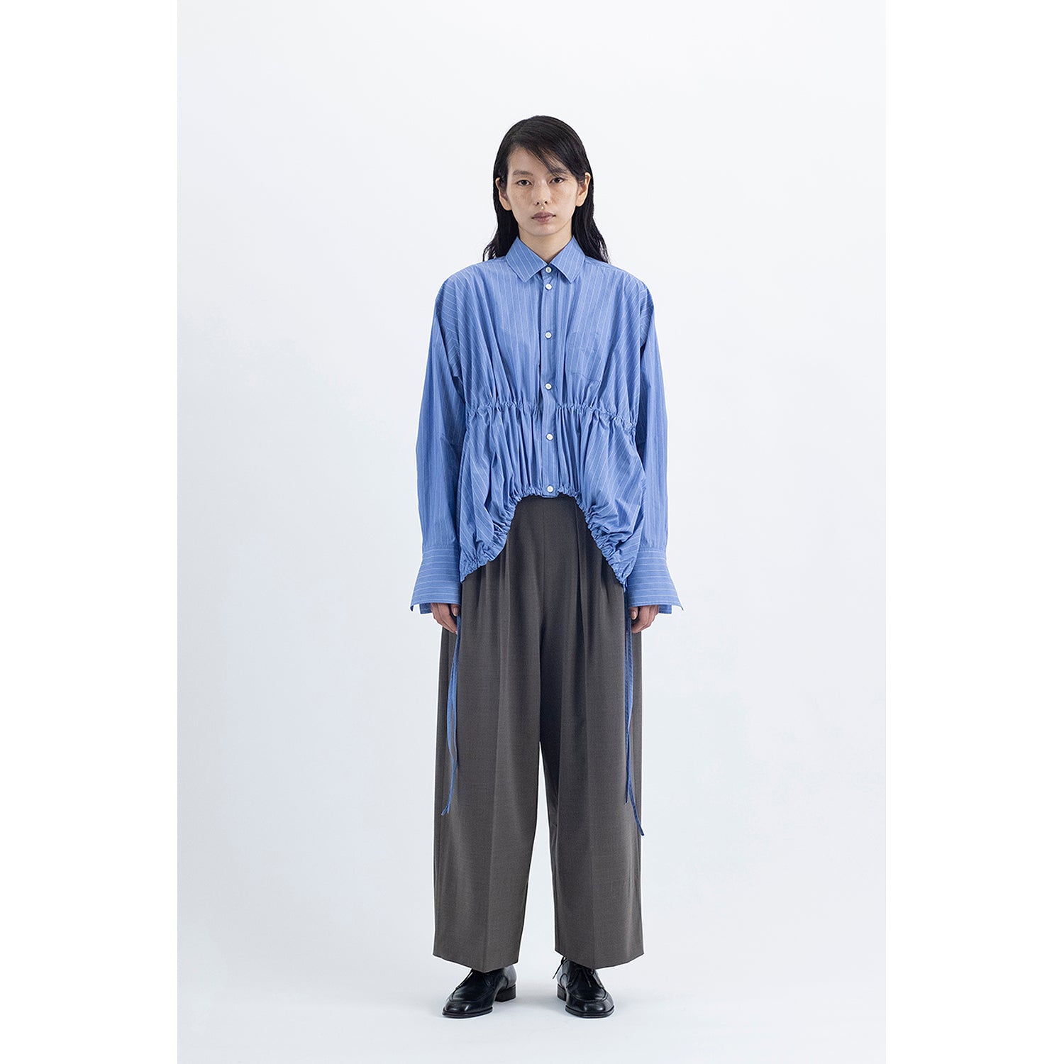 Gathered Shirt / blue stripe