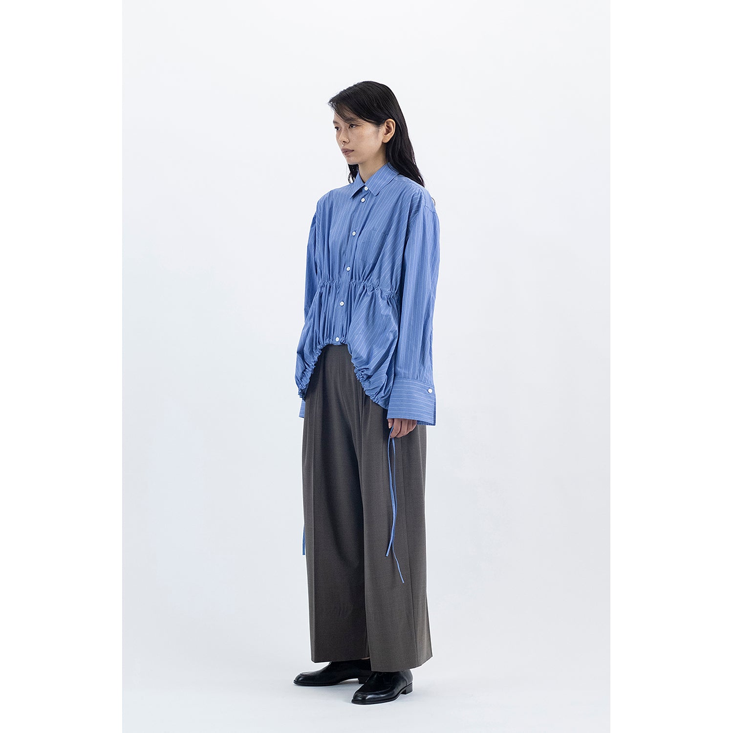 Gathered Shirt / blue stripe