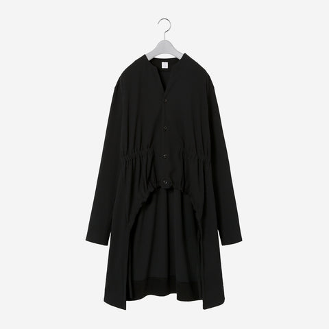 Pleats Knitted Gathered Blouse / black