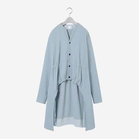 Pleats Knitted Gathered Blouse / blue